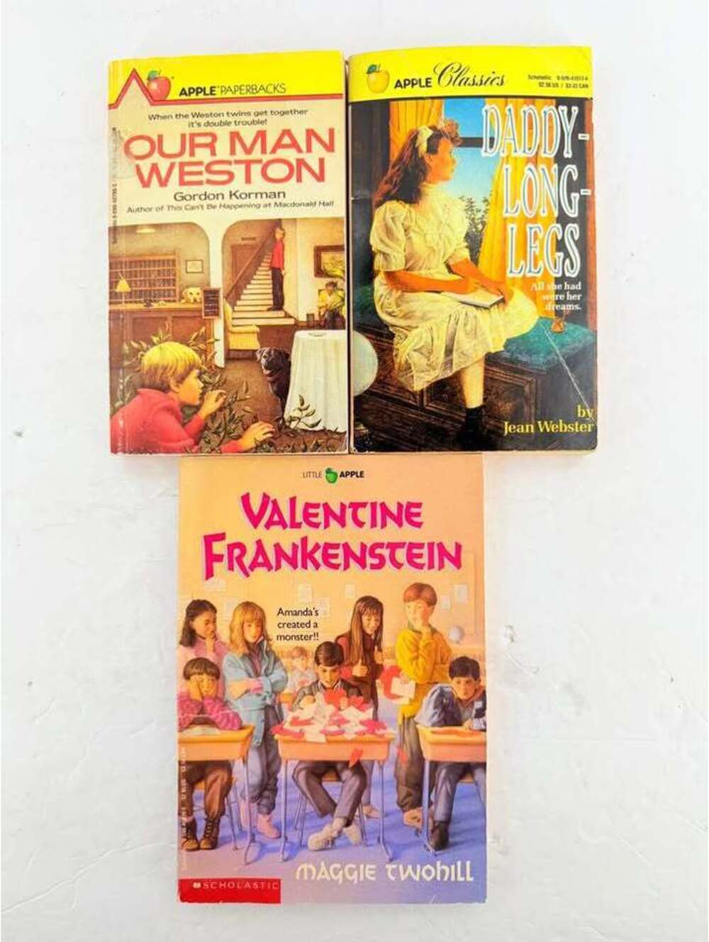 Lot of 3 Scholastic Apple Paperbacks: Our Man Weston, Daddy-Long-Legs, Valentin…